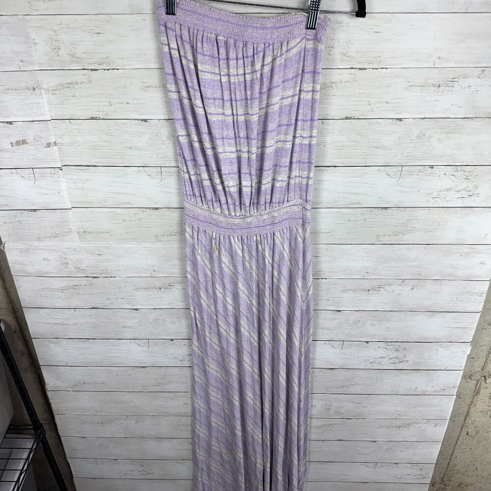 Redhaut Purple/White Stripe Strapless Maxi Dress
